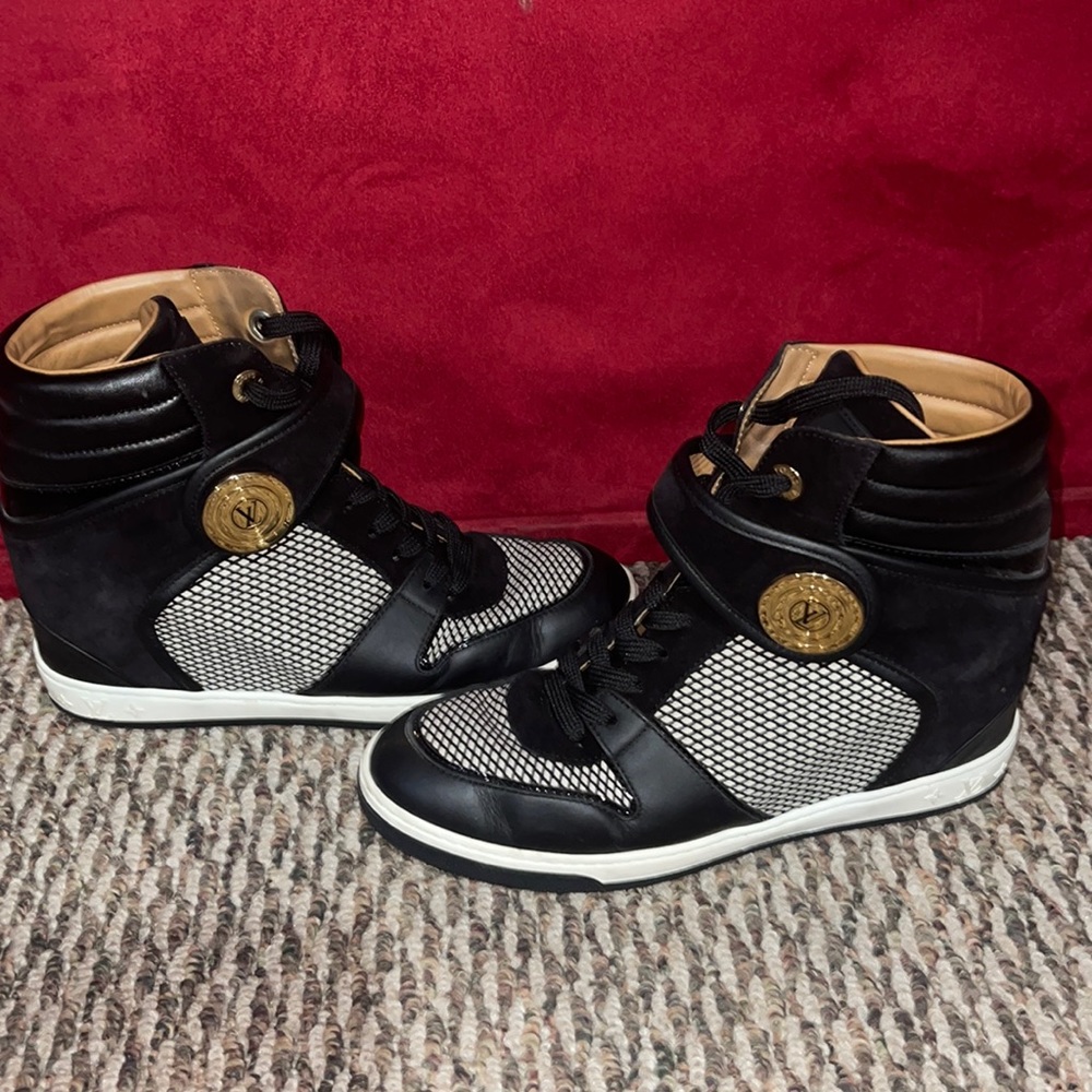LV High Top Sneakers. Wedge Platform. Size 37.5